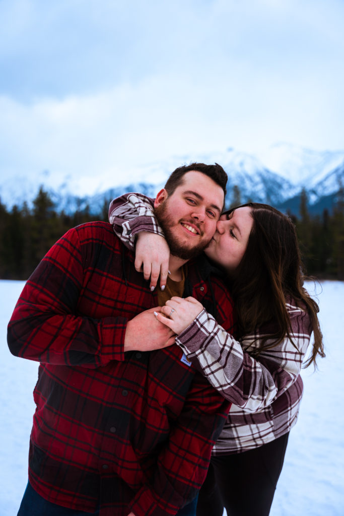 romantic engagement photography session in Canada mountains